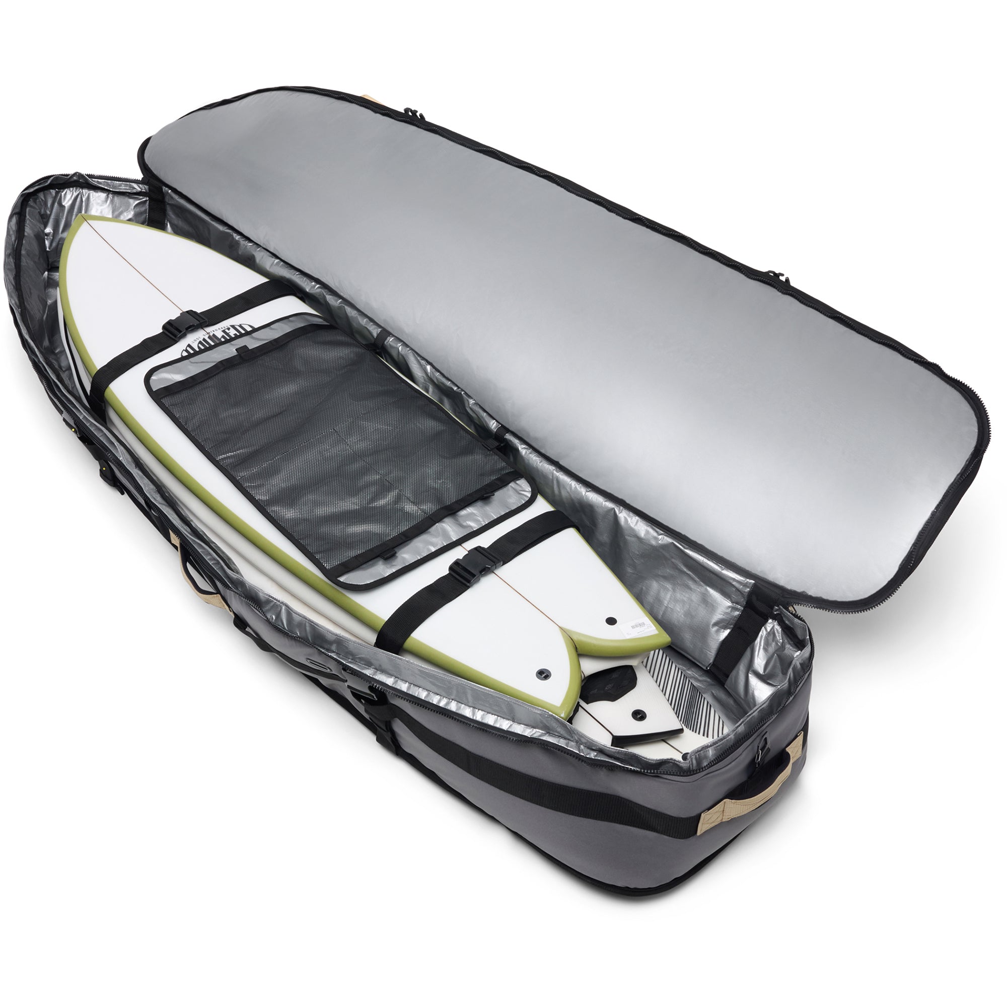 World Traveler Quad Surfboard Roller Bag - Castlerock/Stone - Image 3